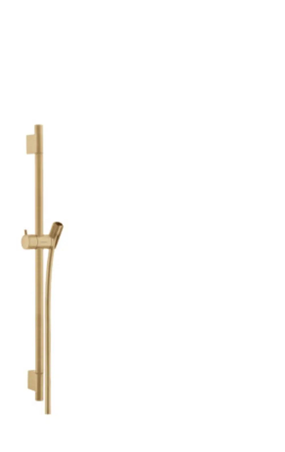 Brausestange aus gebürstetem Bronze mit Halterung und Brauseschlauch. Das Produkt von Hansgrohe eignet sich zur Anbringung in Duschbereichen.